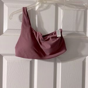 Velvet dust ribbed asymmetrical top